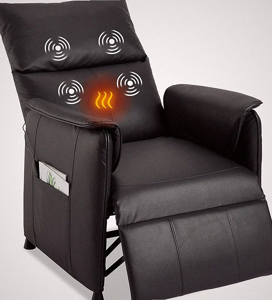 Electric Recliner W/ Massage & Heat, Remote Control, Modern PU Leather for Home