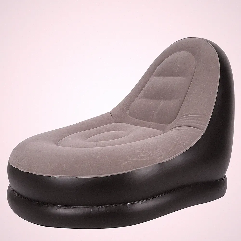 HG Modern Inflatable Folding Recliner Sofa Chair With Footstool For Living Room