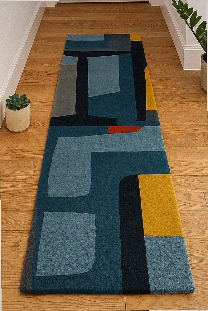 Modern Handmade Wool Rug 5x8 – Neutral Designer Carpet for Living & Office Space