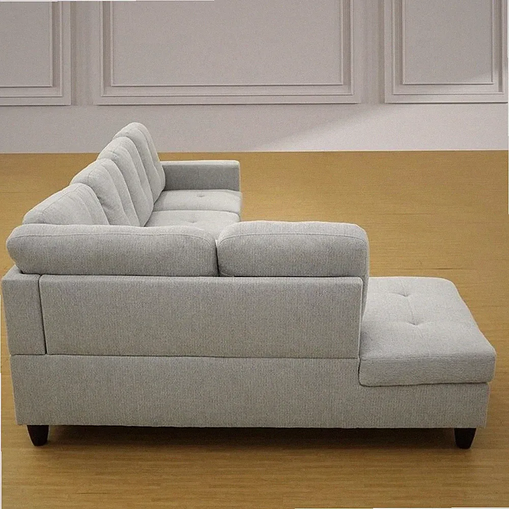Pemberly Row Contemporary Flannelette Fabric Left Facing Sectional in Gray