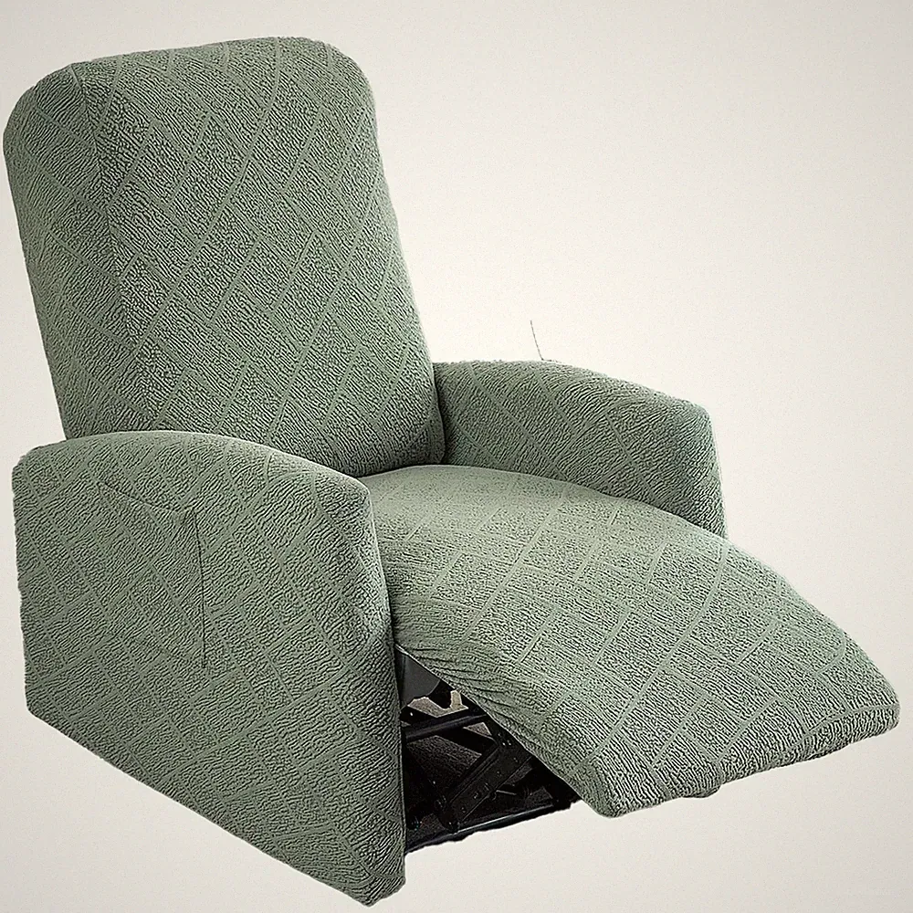 Recliner Chair Covers 4 Pieces Jacquard Small Reclining Slipcovers with Pocke...